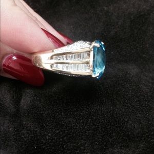 Blue Topaz  18 k with 2.54 Ctrs diamonds