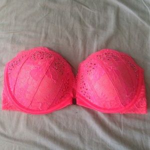 Hot pink crystal strapless