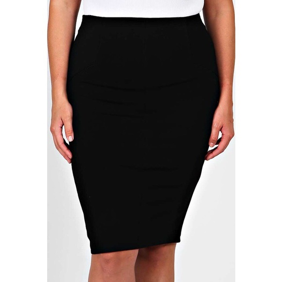 Plus Size Straight Line Mid Skirt - Picture 2 of 4