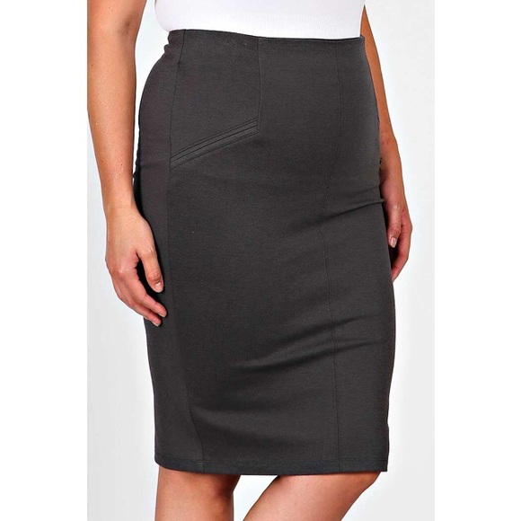 Plus Size Straight Line Mid Skirt - Picture 4 of 4
