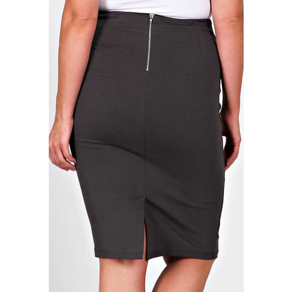 Plus Size Straight Line Mid Skirt - Picture 3 of 4