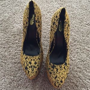 Gold And Black Heels