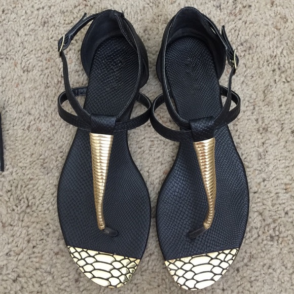 Black and gold sandals