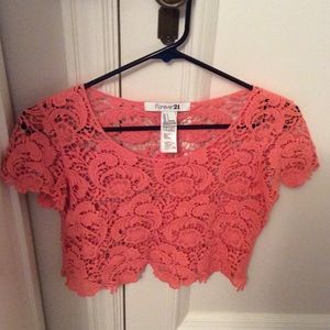 Peach crochet crop top