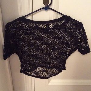 Black crochet crop top