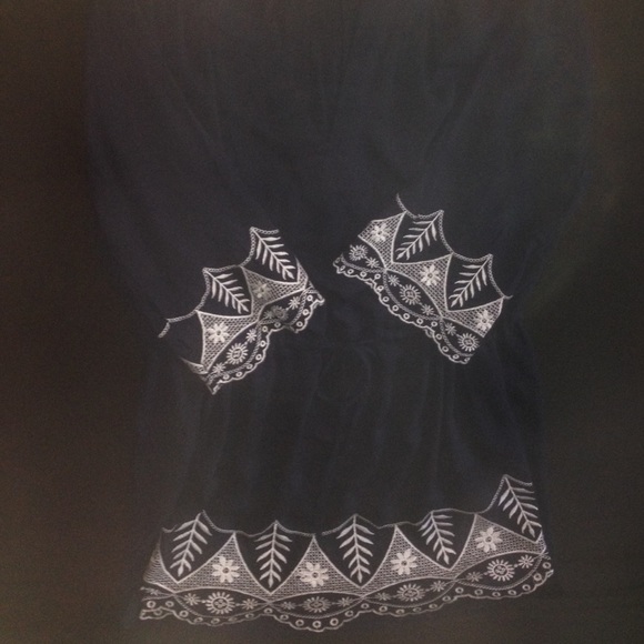 Women's navy blue chiffon top - Picture 2 of 3