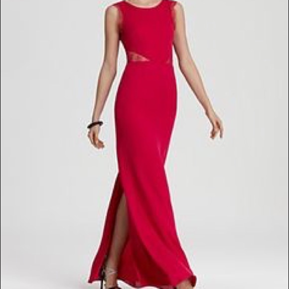 Red BCBG gown with beautiful lace back & leg slit