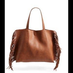 Faux Suede Fringe Tote