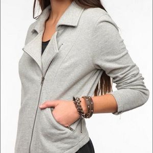 Silence + noise grey knit moto jacket