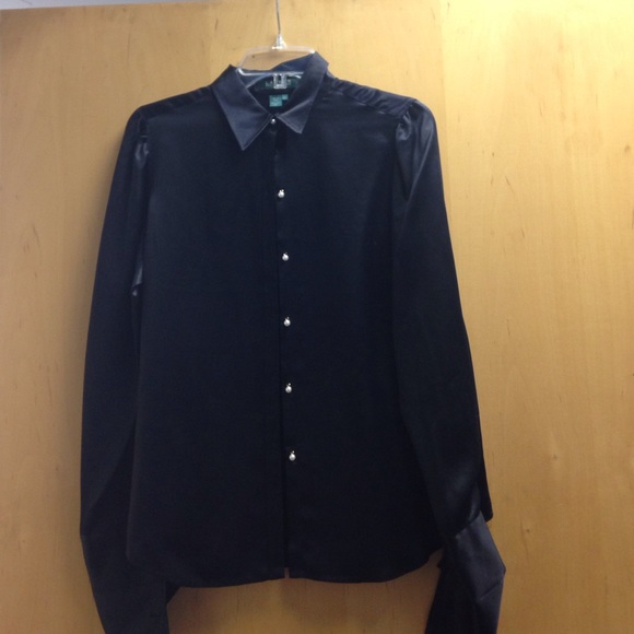 Long sleeve black silk shirt