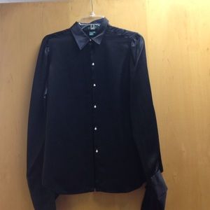 Long sleeve black silk shirt