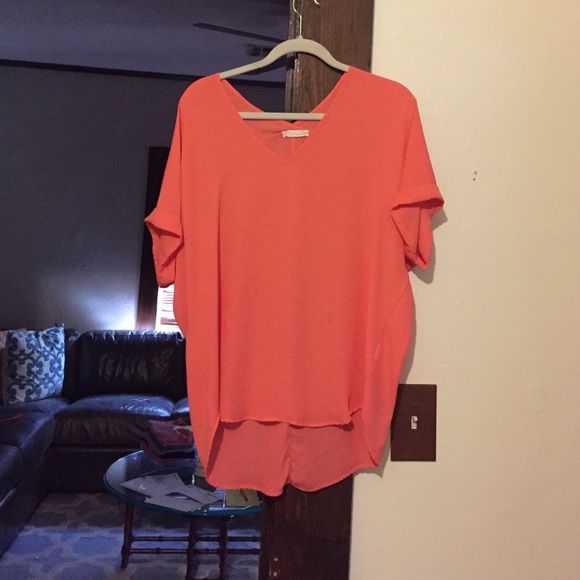 bright pink short sleeve shirt