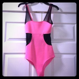 Pink and black bodysuit