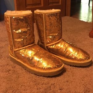 Gold sequence UGG boots