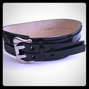 Guess wide patent leather belt