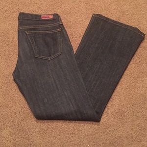 AG "The Angel" boot cut jeans dark wash.
