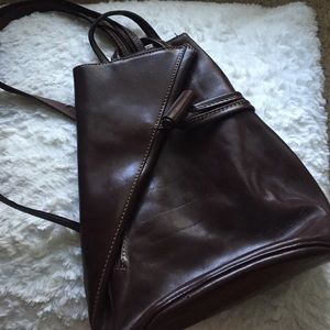 Brown REAL LEATHER Backpack/purse from Italy