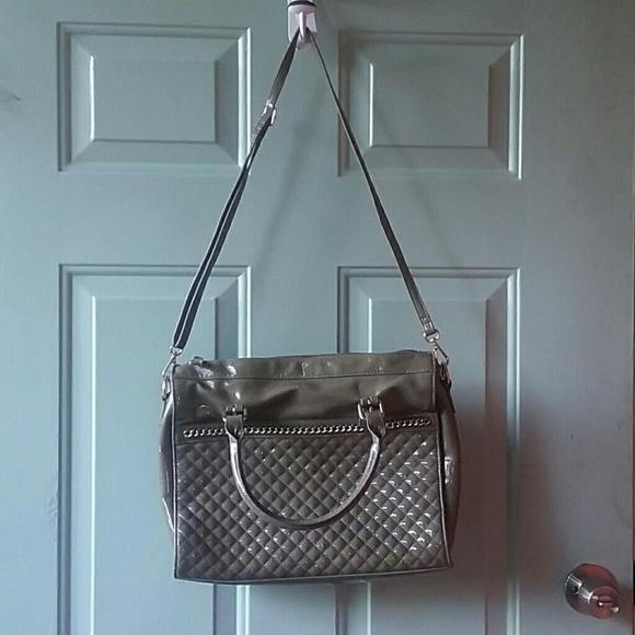 Beige/Grey Patent Leather Purse