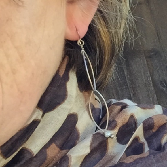 Silver dangle pierced earrings