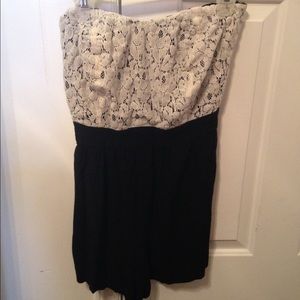 Black and Cream Lace Romper