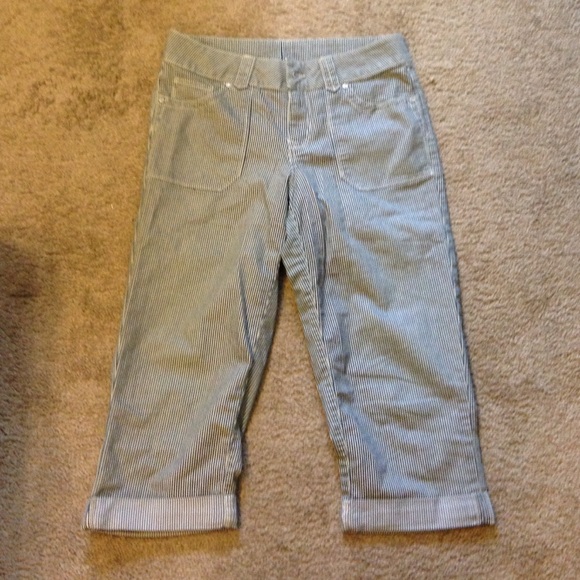 Blue and off white striped capris! - Picture 3 of 4