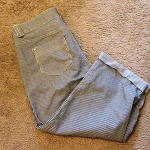 Blue and off white striped capris!