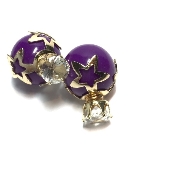 Jewelry - Purple and Crystal double-sided earrings two-sided