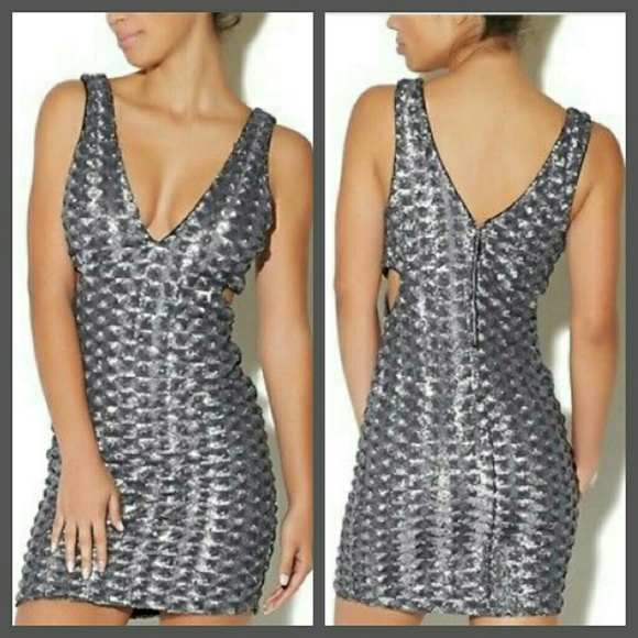 NWT Arden B deep plunging sequin dress