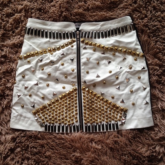 Stretch beaded mini skirt