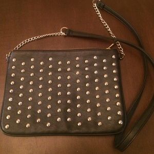 Black and gold studded crossbody bag