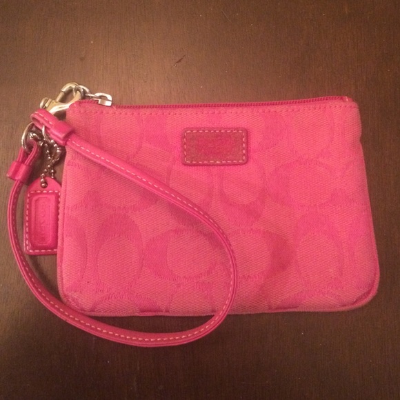 Hot pink coach wristlet