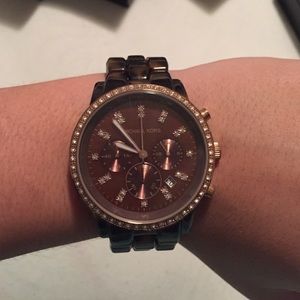 Michael Kors tortoise and rose gold watch