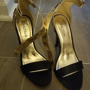 Black and Gold sparkly heels.