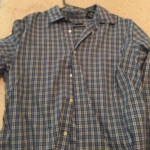 Blue and white men's dress shirt