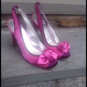 Martinez Valero Satin Pump w/ Rosette Detail