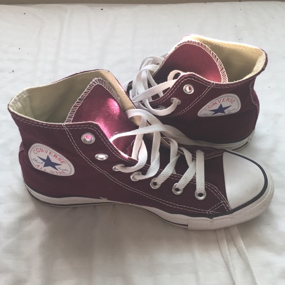 Maroon Converse high tops