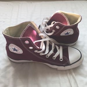 Maroon Converse high tops