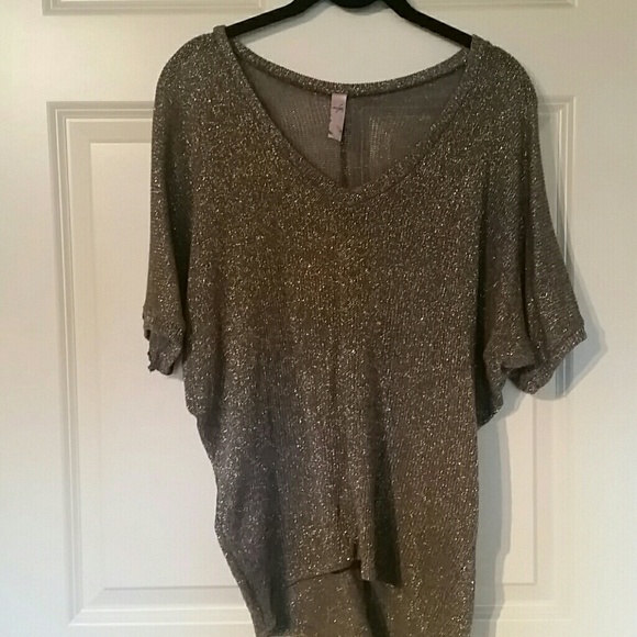 Knit charcoal & gold top