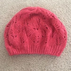 dark coral knitted beanie