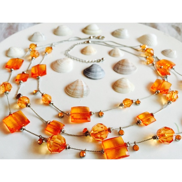 Orange layered fashion necklace!