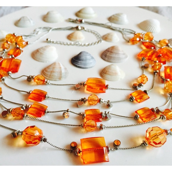 Orange layered fashion necklace!