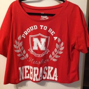 NE Huskers, oversized crop shirt