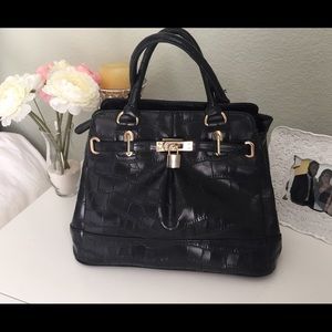 Black Faux Snakeskin ALDO Handbag