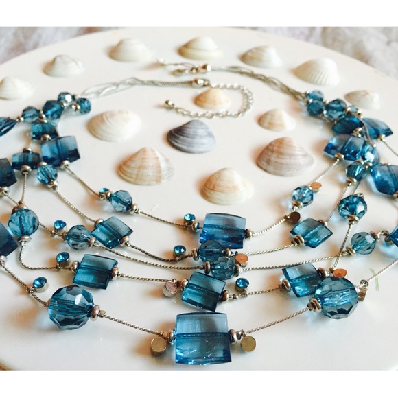 Blue layered fashion necklace!