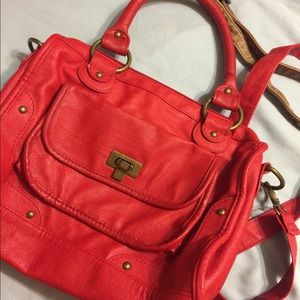 Red Purse With Bronze details
