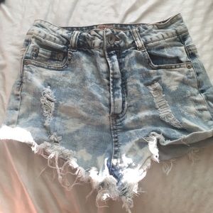 High waisted denim shorts