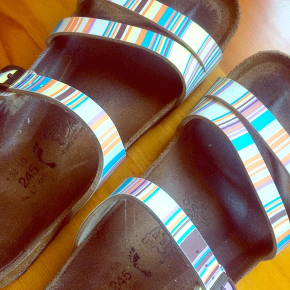 Birkenstock 3-Strap Striped Sandals EU 38