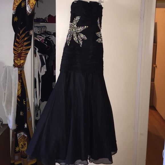 Strapless jeweled Prom/formal mermaid black dress/
