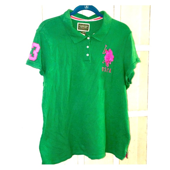 Green w/Pink Logo USPA Polo Shirt Size:1X