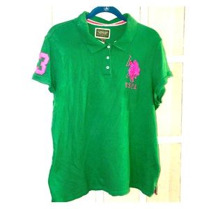 Green w/Pink Logo USPA Polo Shirt Size:1X